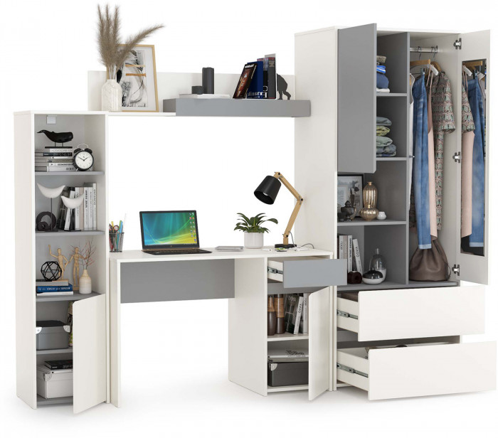 Торонто Компоновка № 04, белый шагрень/стальной серый