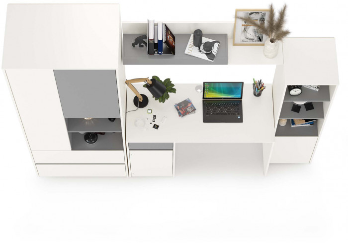 Торонто Компоновка № 04, белый шагрень/стальной серый