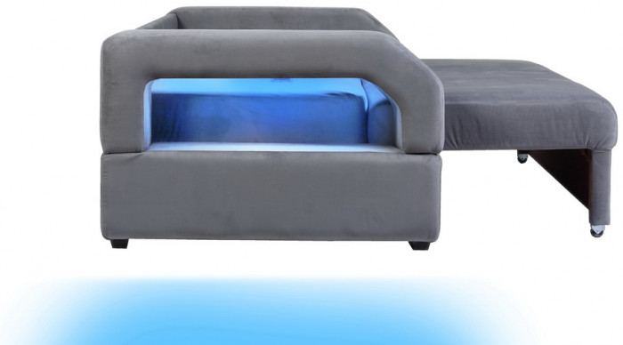 Диван еврокнижка Манчестер с подсветкой 160 велюр серый