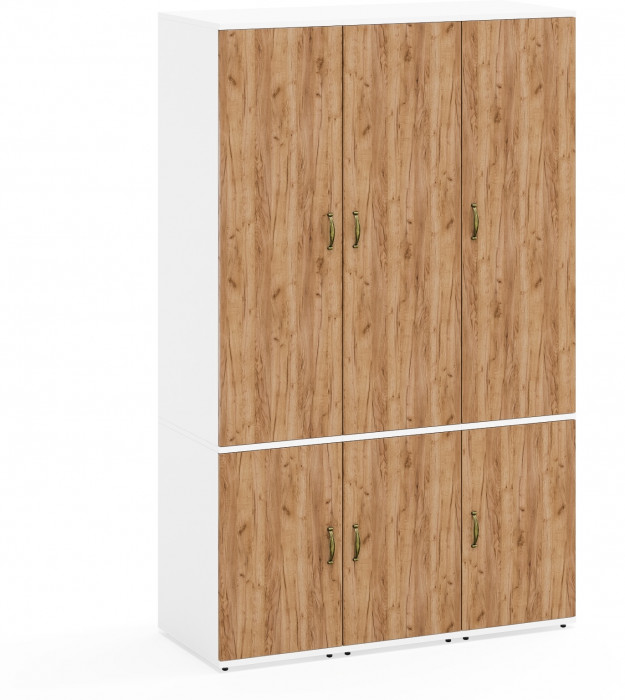 Лидер-8 Пенал МД 23Б 3 шт., цвет белый шагрень/крафт золото, ШхГхВ 120х50х190 см., универсальная сборка