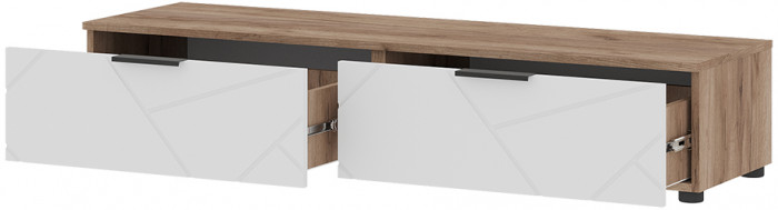 ОРЕГОН ТБ 02 Тумба 1400 (1400х275х400) Фасад МДФ БЕЛЫЙ СУПЕРМАТ,ДУБ КРАФТ ТАБАЧНЫЙ/Корпус ДУБ КРАФТ ТАБАЧНЫЙ