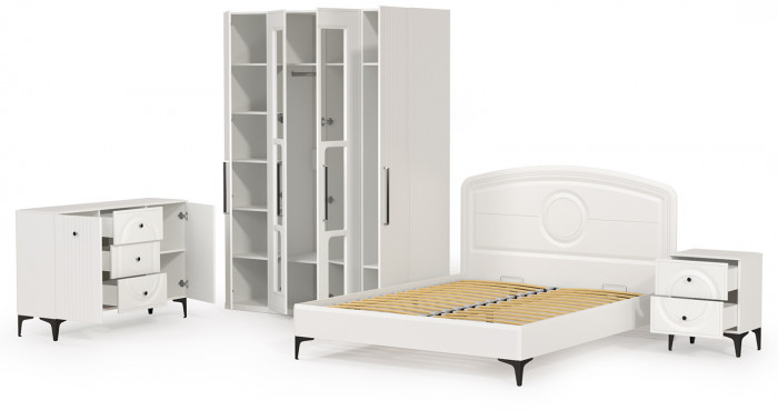 Валенсия Спальня № 31, цвет ЛДСП белый шагрень/МДФ белый шагрень, ортопед есть, сп. м. 1600х2000 мм., б/м