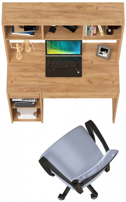 Стол компьютерный Комфорт 12.77F + кресло 103 серое, цвет дуб крафт золотой, ШхГхВ 100х49,8х147 см., универсальная сборка