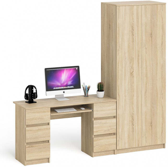 Мори Стол компьютерный МС-2 + Шкаф МШ800.1, цвет дуб сонома, ШхГхВ 215,8х50,4х209,6 см., универсальная сборка