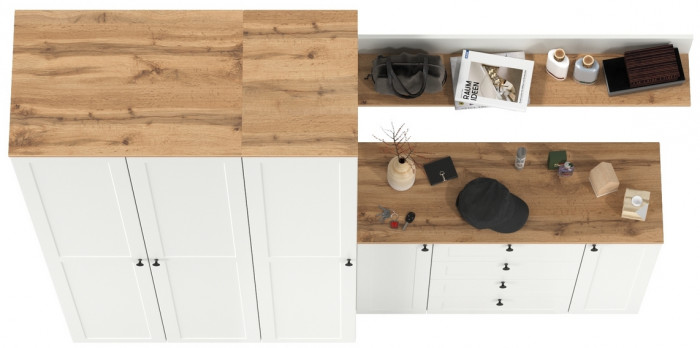 Остин Прихожая 75, белый шагрень/дуб крафт золотой