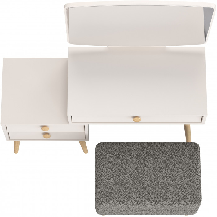 Афина Спальня 4-25901М1к.с. Трюмо + Банкетка 6-5138ТКШтем.серый Тифани, кашемир серый/ткань тёмно-серая