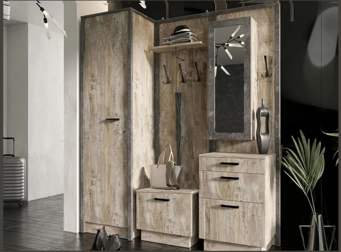 Прихожая Амели (Дуб Юкон / Бетон темный)