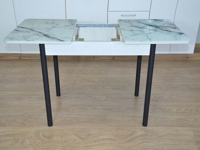 Нью йорк фотопечать стол обеденный раздвижной / белый мрамор/бетон белый/черный