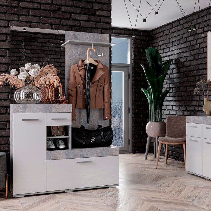 Прихожая "Инстайл" метрополитан грей/белый