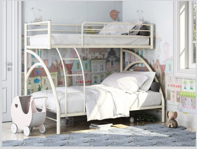 Двухъярусная кровать Виньола-2 (с укороченной лестницей) (Слоновая кость)