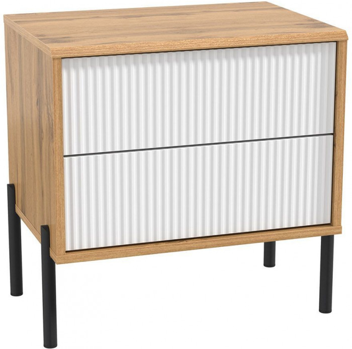 Тумба прикроватная 72.09 Кензо Дуб Вотан / Белый глянец снег