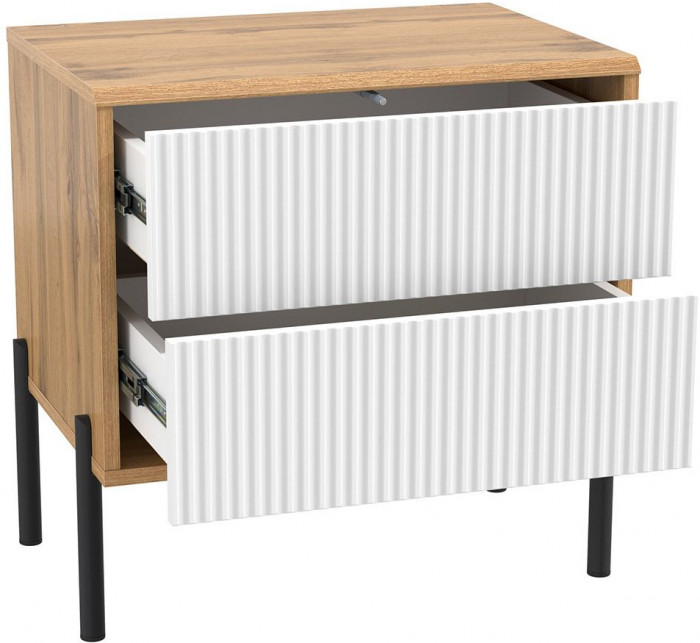 Тумба прикроватная 72.09 Кензо Дуб Вотан / Белый глянец снег