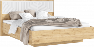 Сильвия Кровать парящая 1,6м (ортопед металл) с подсветкой Браш Вайт/Дуб Крафт, Дуб Крафт