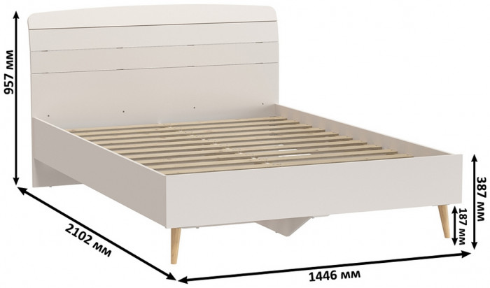 Афина Спальня 32-1400, цвет кашемир серый, сп.м. 1400х2000 мм., б/м, основание есть - фанера