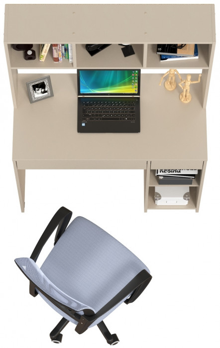 Стол компьютерный Комфорт 12.77F + кресло 103 серое, цвет сатин, ШхГхВ 100х49,8х147 см., универсальная сборка