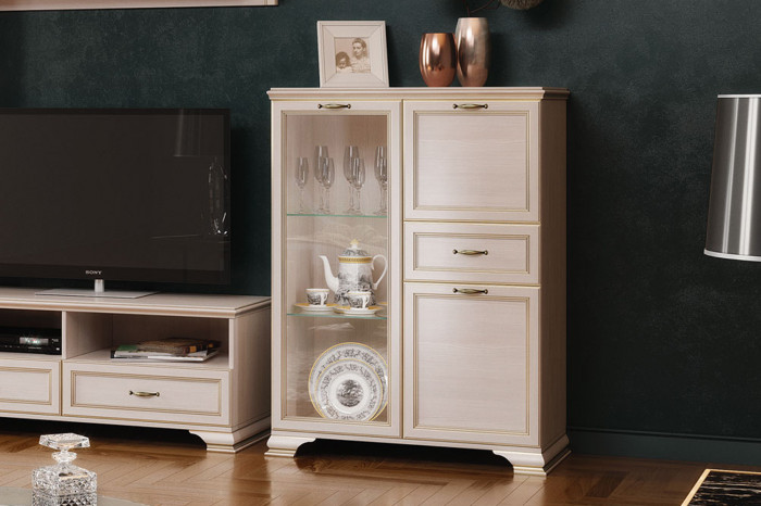 Шкаф низкий (1 стеклодверь) Сиена