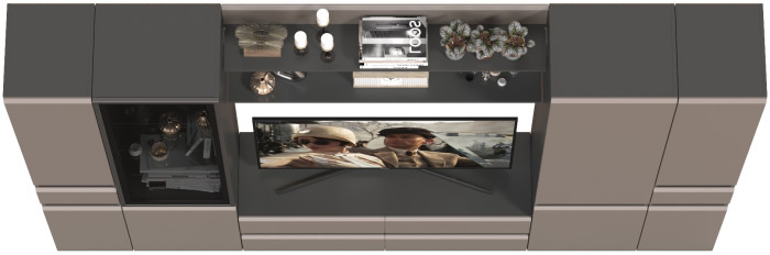 Сидней Комплектация № 066, корпус: антрацит/фасады: МДФ веллюто капучино