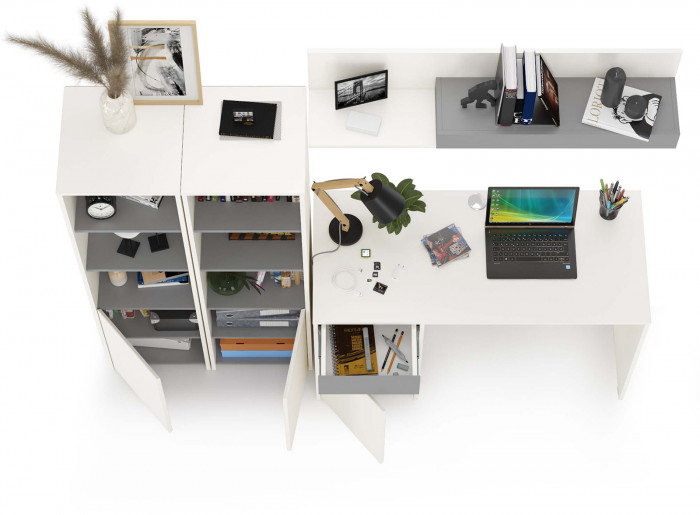 Торонто Компоновка № 06, белый шагрень/стальной серый