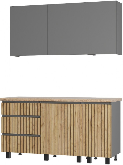 Кухня Шерлок 1,6 м, крафт, графит