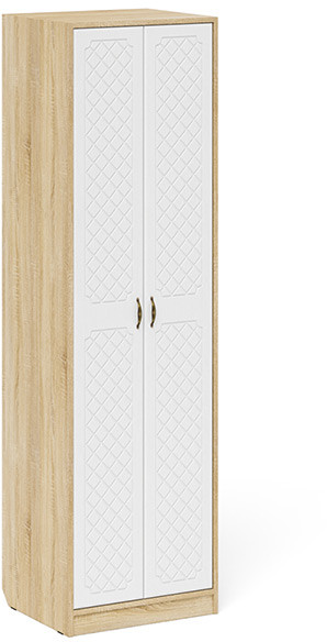 Прихожая П-6 Шкаф, цвет дуб сонома/фасады МДФ белое дерево фрезеровка ромб, ШхГхВ 60х50х210 см.