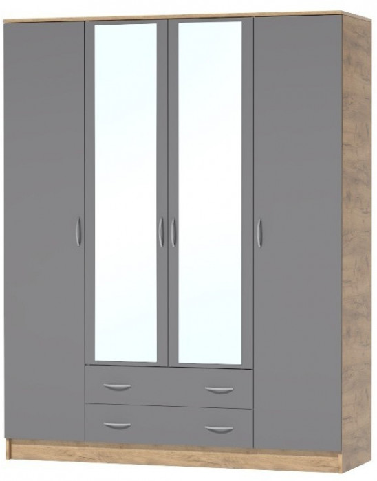 Кэт-7 Шкаф 4 -створчатый (Крафт золотой / Миндаль)