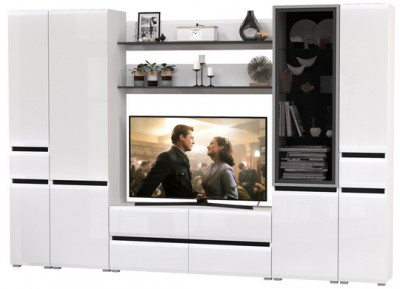 Сидней Комплектация № 066, корпус: белый/чёрный/фасады: МДФ белый глянец