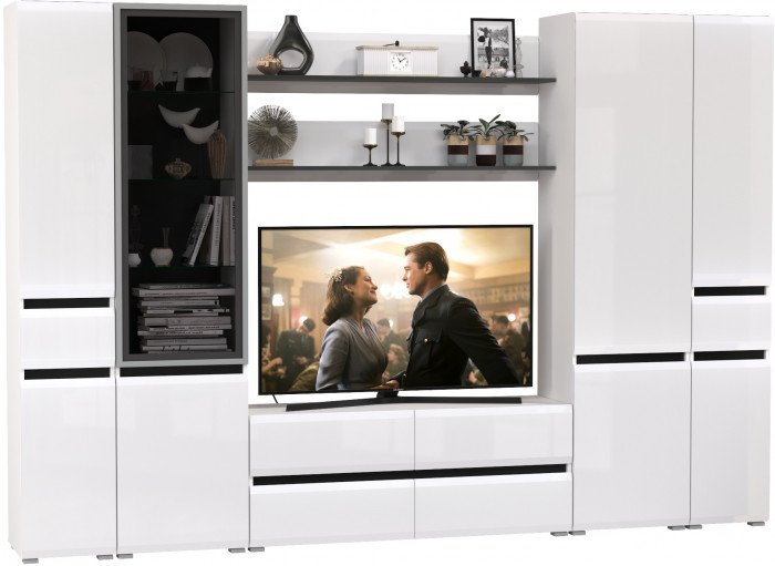 Сидней Комплектация № 066, корпус: белый/чёрный/фасады: МДФ белый глянец