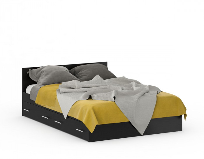 Спальня Стандарт 3-1400Я, венге/фасады ТВ тумбы МДФ чёрный глянец