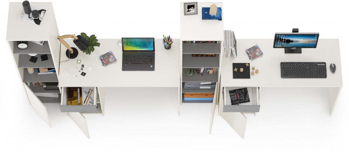 Торонто Компоновка № 07, белый шагрень/стальной серый