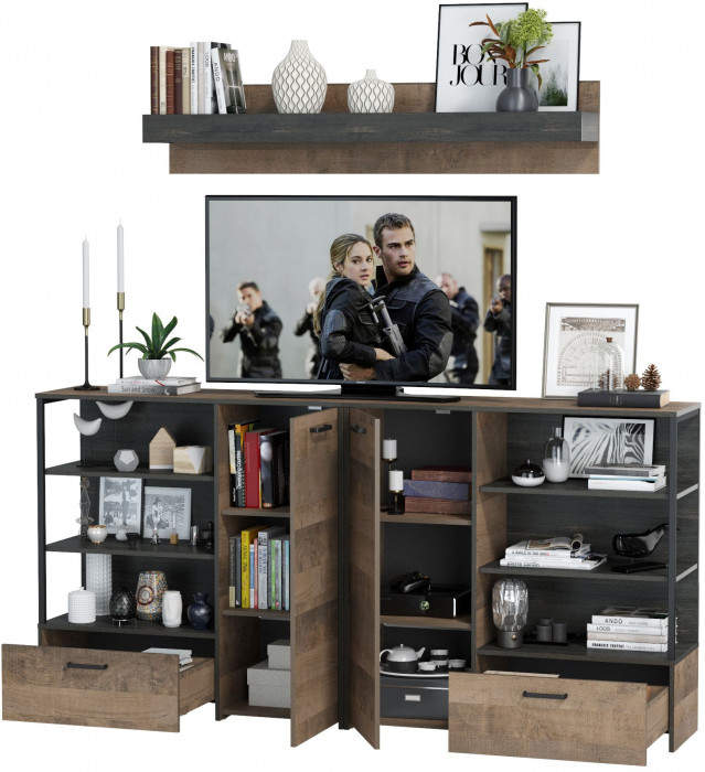 Трувор Гостиная 001, дуб гранж песочный/интра