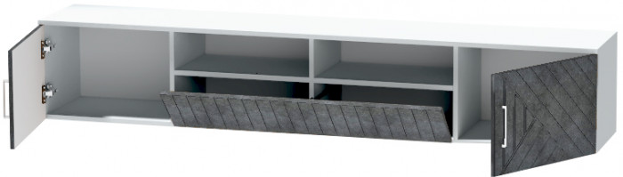 Тумба-3 под ТВ подвесная "Иннэс-7", Белый/Бетон графит