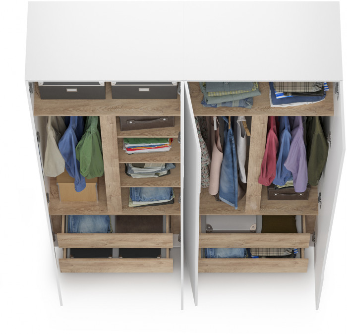 Муссон 13.198 Шкаф двухстворчатый + 13.198 Шкаф двухстворчатый, белый/дуб эндгрейн элегантный