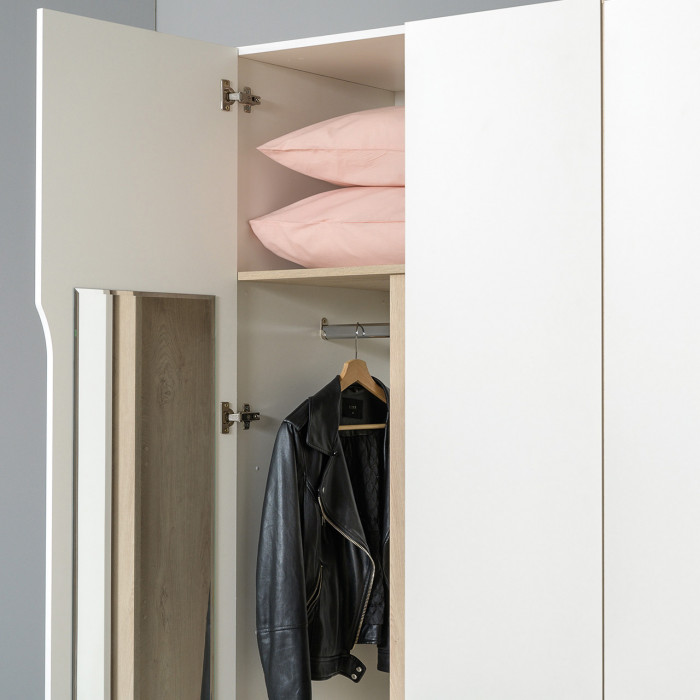 Муссон 13.198 Шкаф двухстворчатый + 13.198 Шкаф двухстворчатый, белый/дуб эндгрейн элегантный