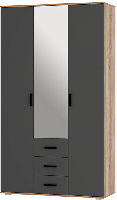 Шкаф 3-х створчатый "Вегас" ШК-08 дуб каньон/графит