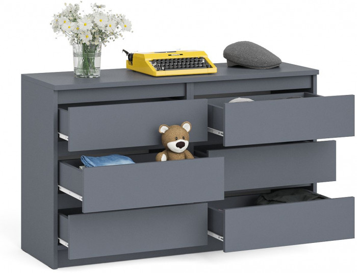 Мори Комод МК1200.6, цвет графит, ШхГхВ 120,4х41х73 см.