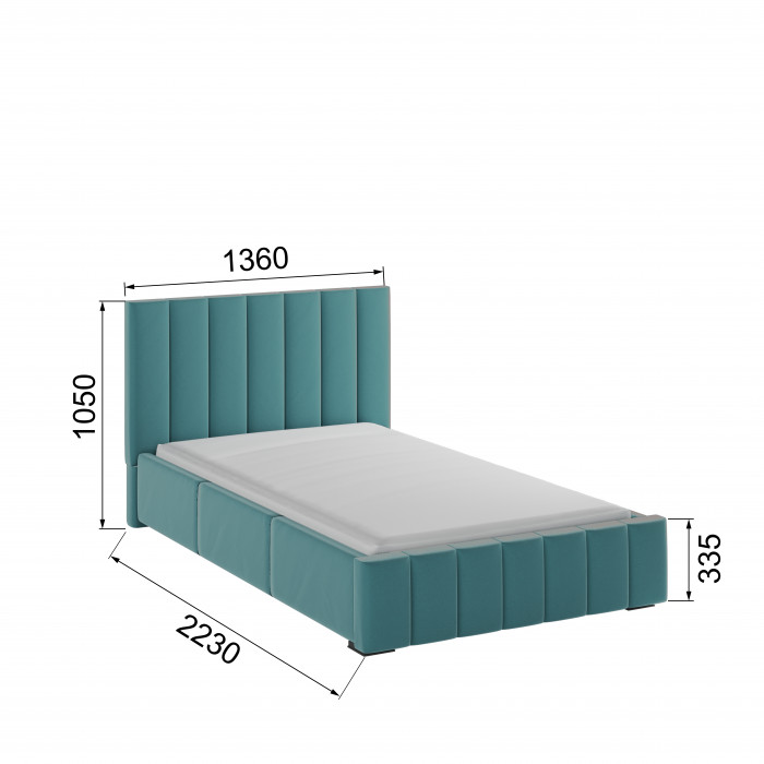 Нега Кровать интерьерная 120 бирюза, ортопед