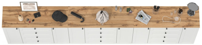 Остин 16.221 Комод + 16.221 Комод + 16.221 Комод, цвет белый шагрень/дуб крафт золотой, ШхГхВ 360х41,9х99,3 см.