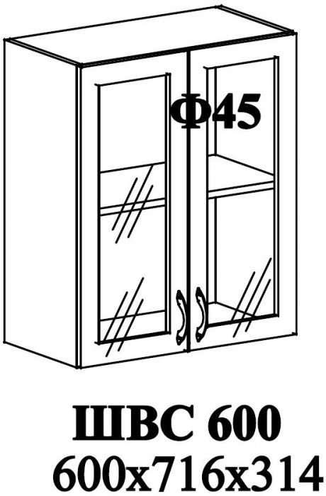 Ф-45 Модена (ШВС 600) МДФ дуб кофе