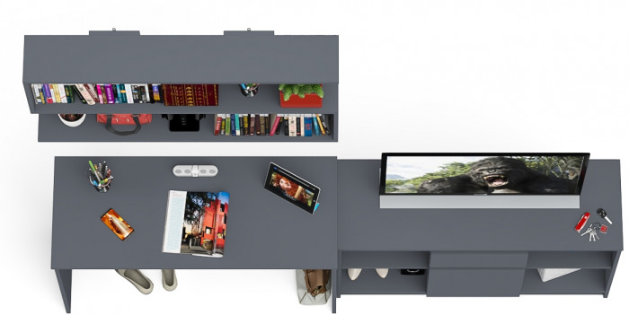 Мори письменный стол МСП1200.1 + Тумба МТВ1204.1 + Полка 1200, графит