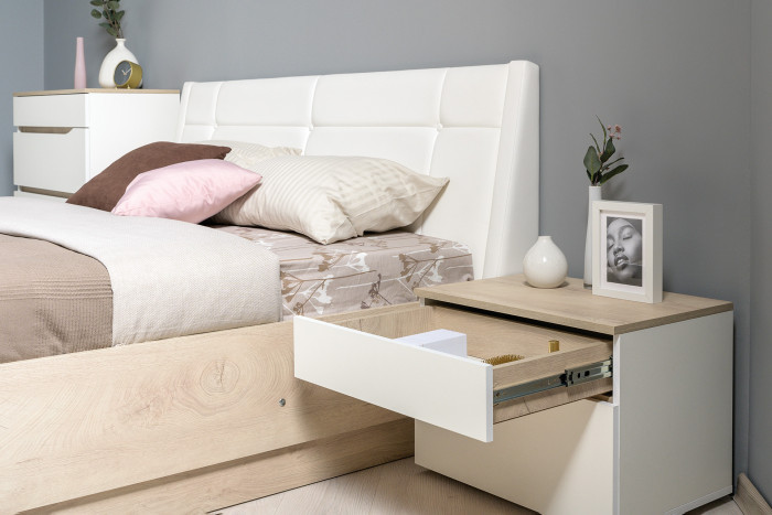 Муссон 16.03 Тумба прикроватная, белый/дуб эндгрейн элегантный