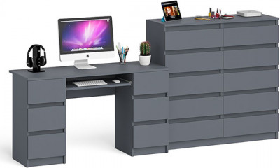 Мори Стол компьютерный МС-2 + Комод МК1200.10, цвет графит, ШхГхВ 255,8х50х115 см., универсальная сборка
