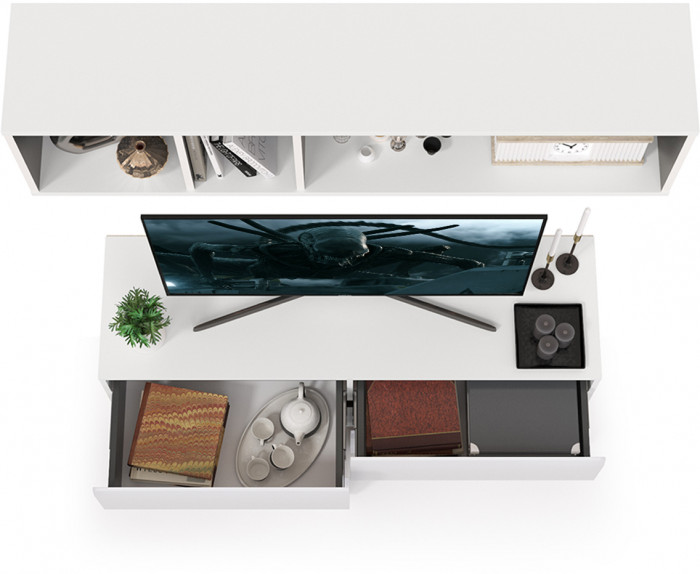 Сидней Комплектация № 001, корпус белый/чёрный/фасады МДФ белый глянец