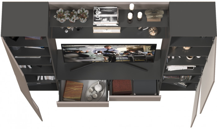 Сидней Комплектация № 067, корпус: антрацит/фасады: МДФ веллюто капучино