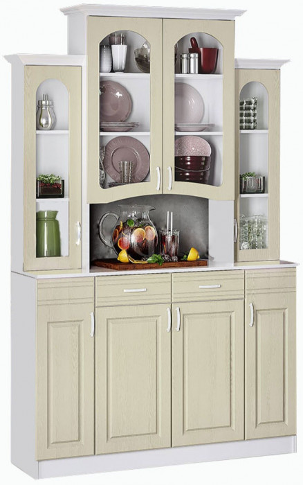 Буфет Констанция 4-х створчатый (Белый матовый / Джинс)