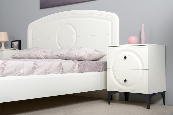 Валенсия Спальня № 11, ЛДСП белый шагрень/чёрный/МДФ белый шагрень