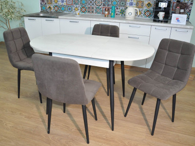 Обеденная группа Стиль-1 / Стул Х 4 шт. / Бетон белый/черный / бид 08