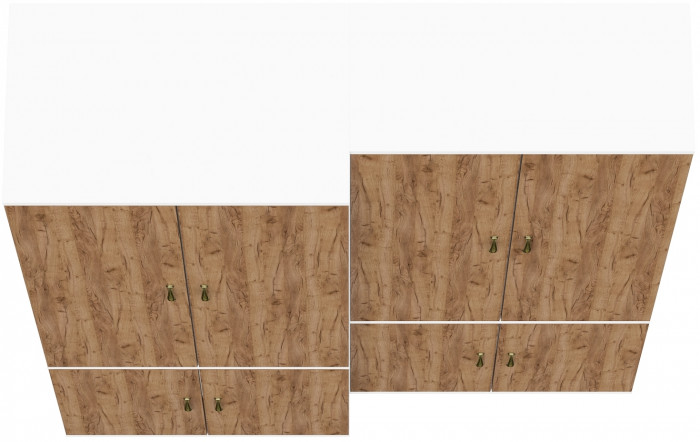 Лидер-8 Модуль Шкаф МД 19Б + Шкаф МД 20Б, белый шагрень/крафт золото