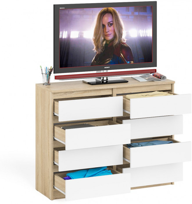 Мори Комод МК1200.8, дуб сонома/белый