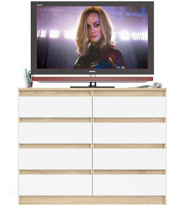 Мори Комод МК1200.8, дуб сонома/белый