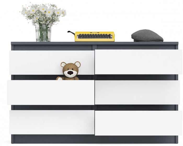 Мори Комод МК1200.6, цвет графит/белый, ШхГхВ 120,4х41х73 см.